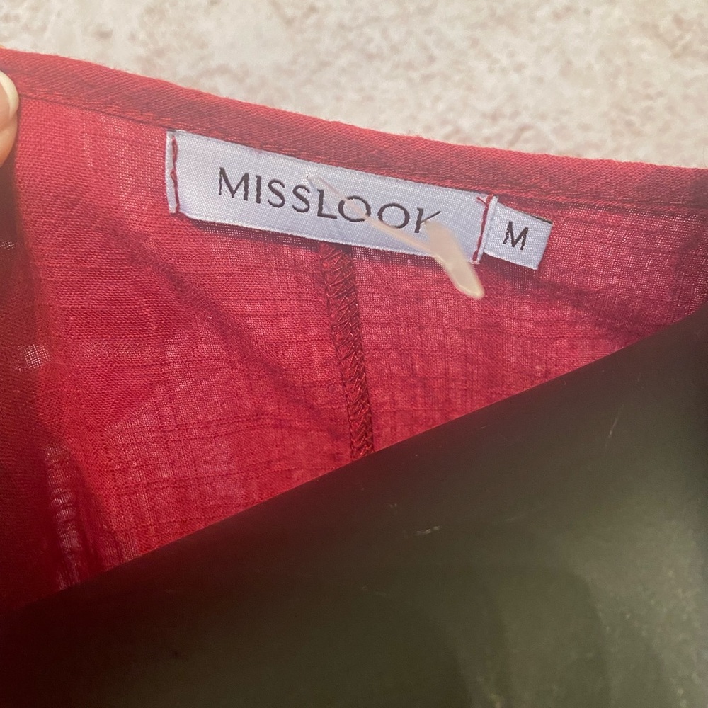Miss Look Raspberry Linen Look Dress with Pockets - Picture 8 of 8